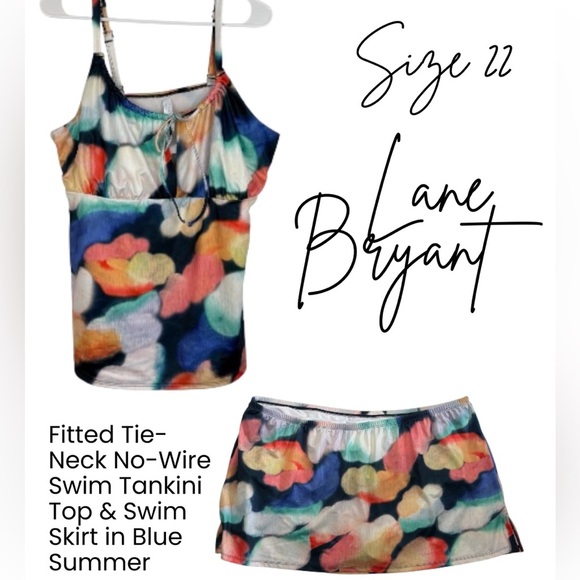 Cacique Other - Cacique Lane Bryant Abstract Tankini Top & Swim Skirt size 22 peek-a-boo sexy